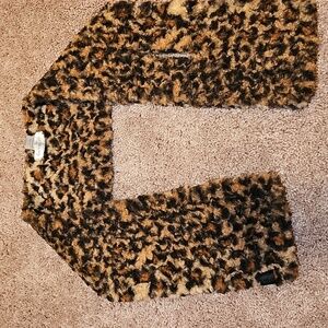 CALVIN KLEIN Pull-through Faux-fur Luxurious Elegant Animal Print Neck Wrap E7